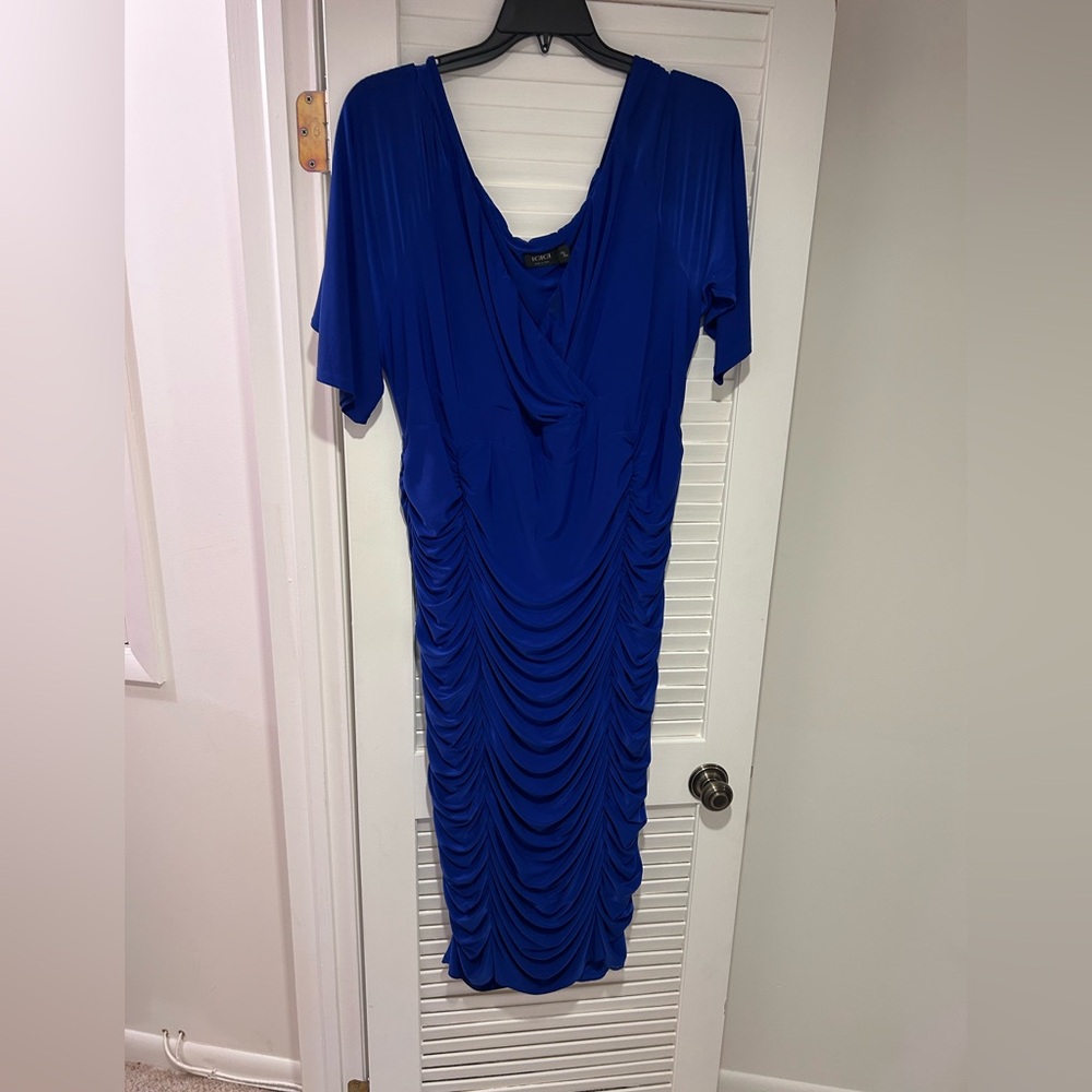 Igigi Size 24 Royal Blue  Ruched V-Neck Dress